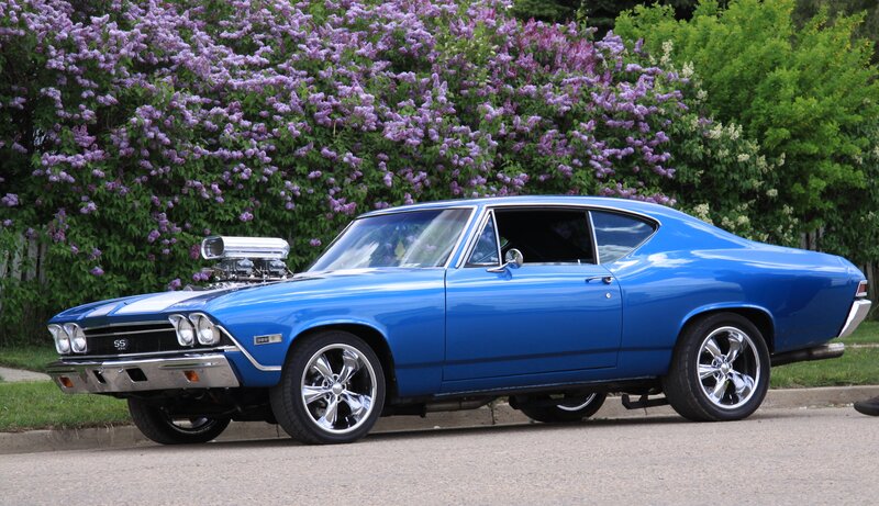 Blue Classic Muscle Car — Calm, Summer, Photograph