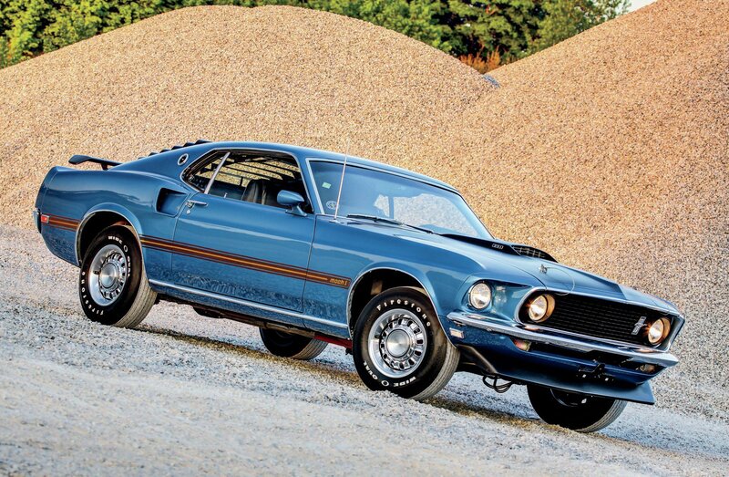 Blue Classic Muscle Car — Dramatic, Afternoon, Photograph, Gravel