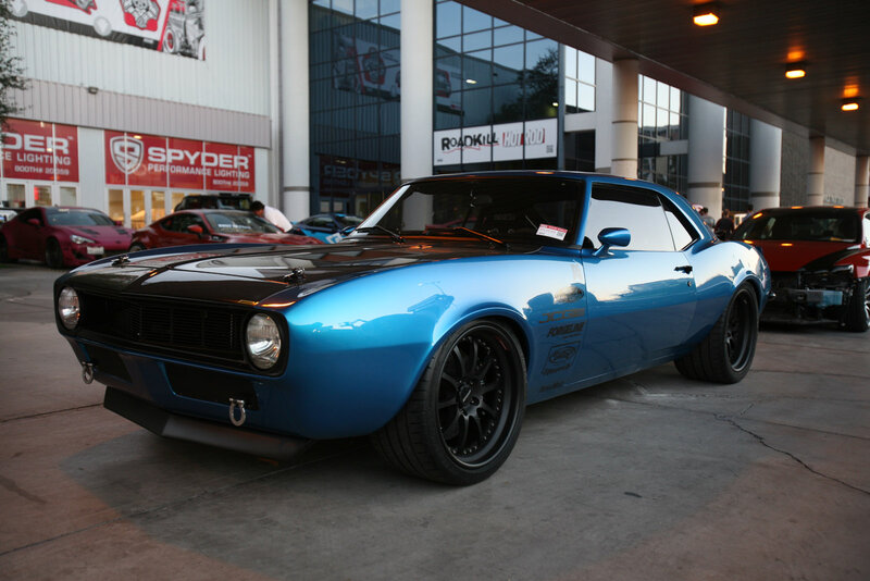 Blue Classic Muscle Car — Dramatic, Night, Photograph