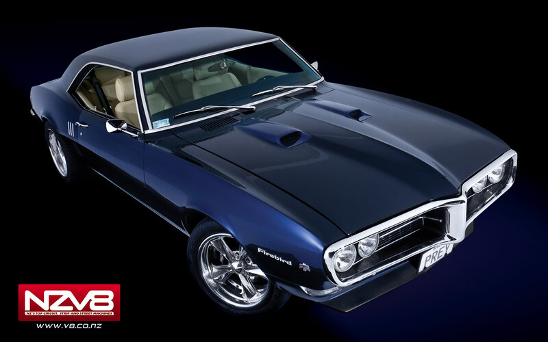 Blue Classic Muscle Car — Dramatic, Photograph, Beige Interior