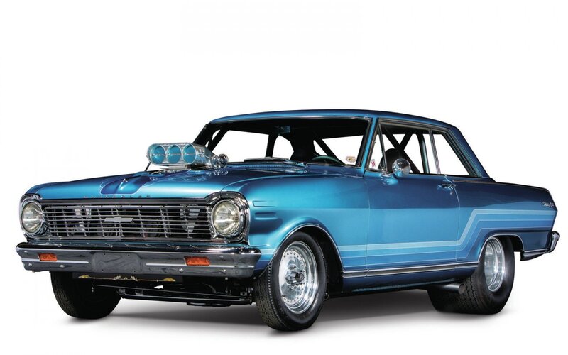 Blue Classic Muscle Car — Dramatic, Photograph, Chrome Grille