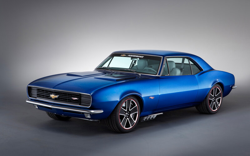 Blue Classic Muscle Car — Dramatic, Photograph, Wheels, Grille