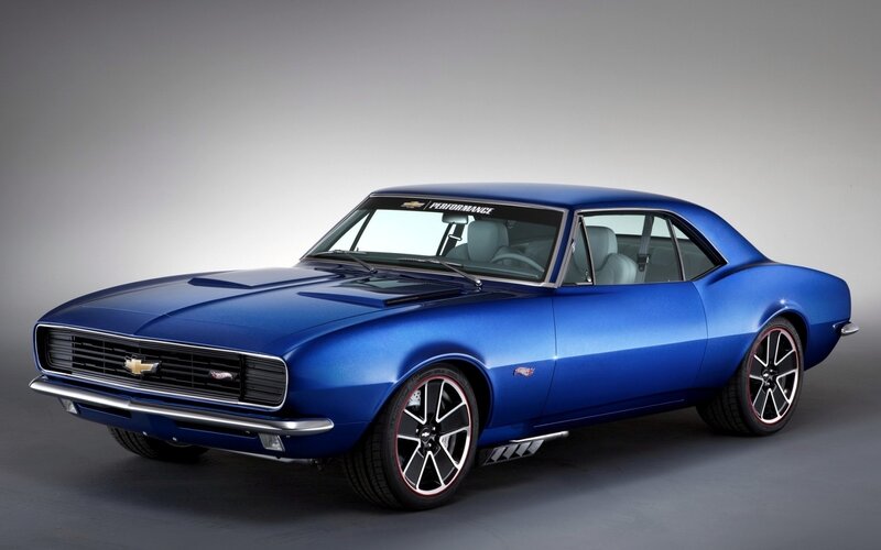 Blue Classic Muscle Car — Dramatic, Photograph, Windshield