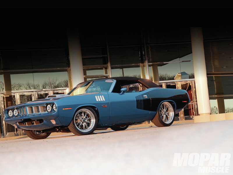 Blue Classic Muscle Car — Dramatic, Sunset, Photograph, Convertible