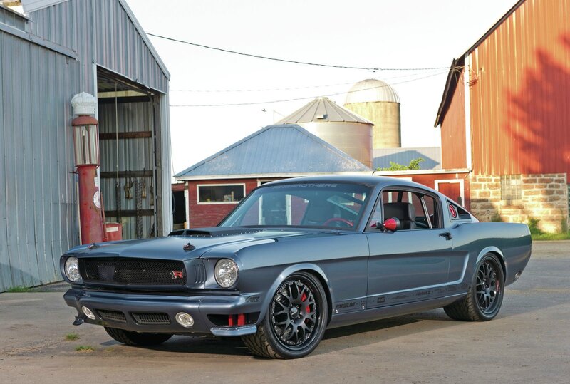 Blue Classic Muscle Car — Gray, Rural