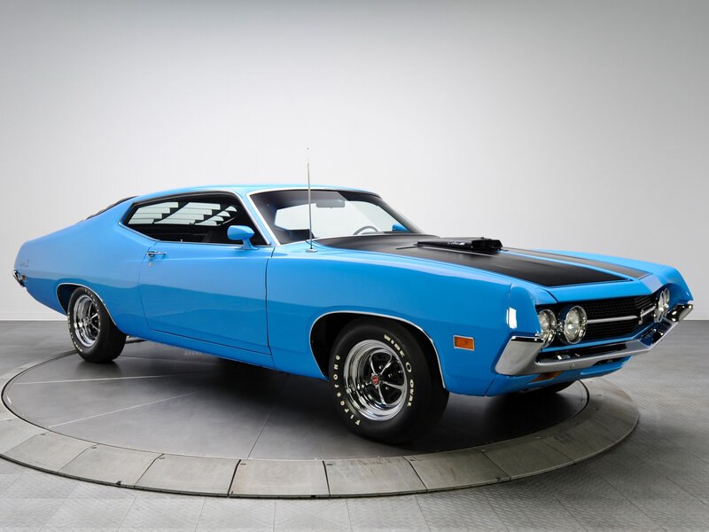Blue Classic Muscle Car — Neutral, Photograph, Black Hood
