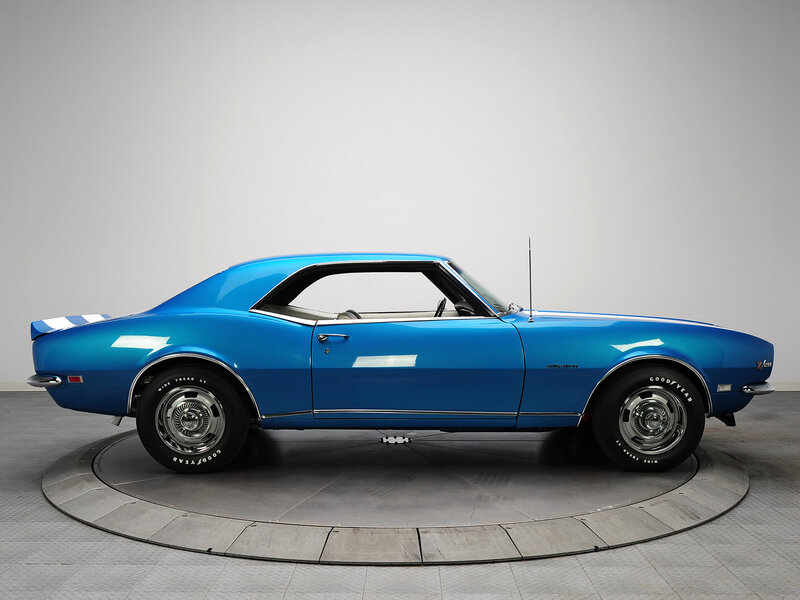 Blue Classic Muscle Car — Neutral, Photograph, Car on Turntable, White Background