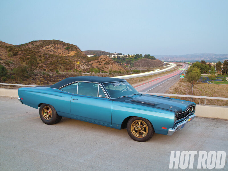 Blue Classic Muscle Car — Serene, Sunset