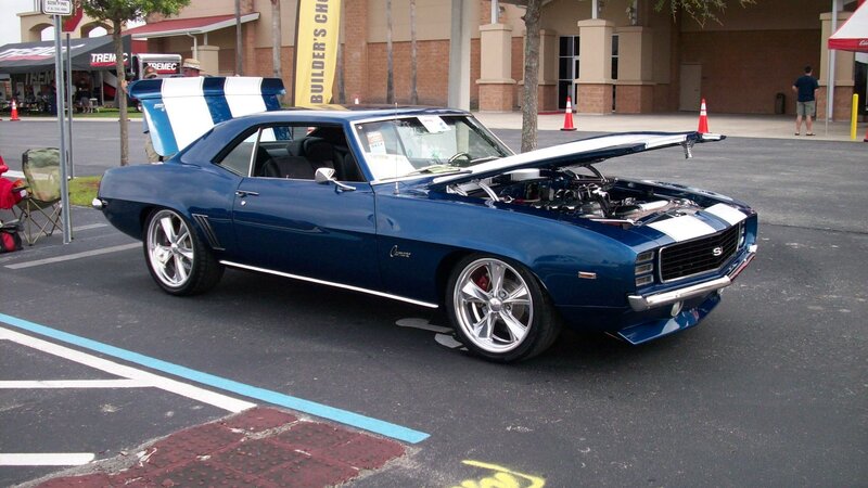 Blue Classic Muscle Car — Showcase, Afternoon, Photograph, Car Show