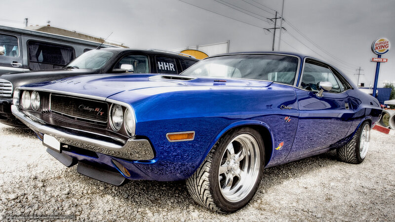 Blue classic muscle car