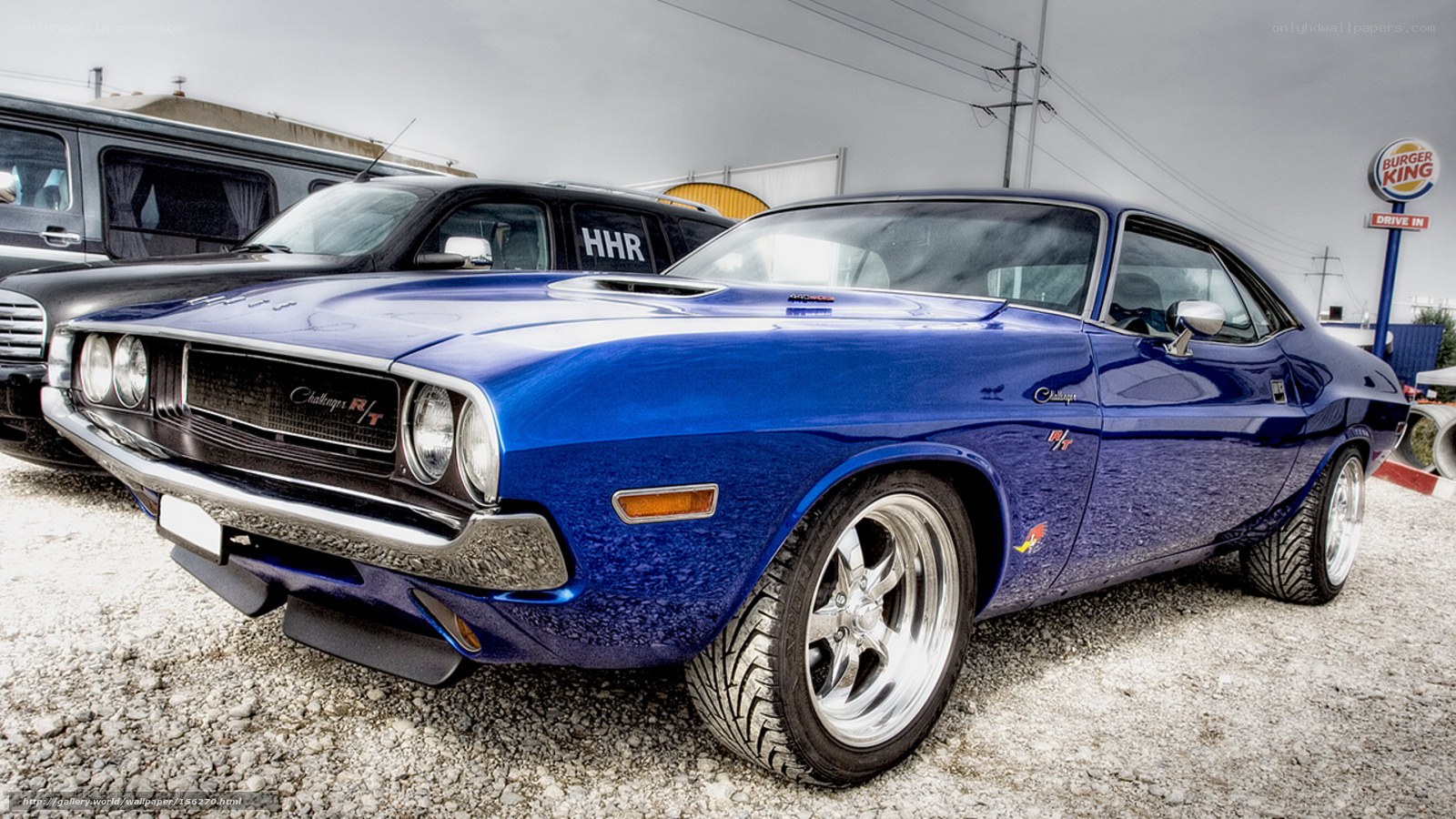 Blue classic muscle car