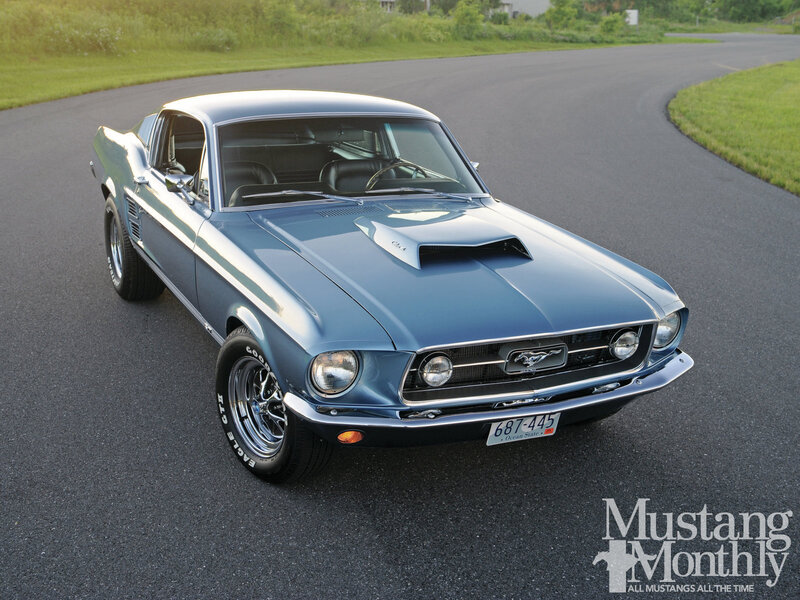Blue Classic Mustang — Calm, Sunset