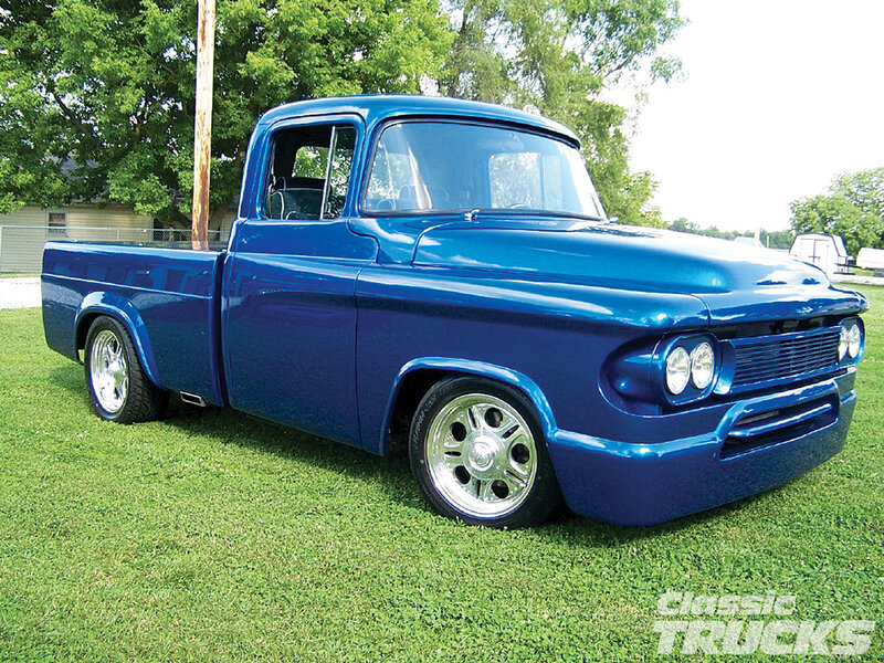 Blue Classic Pickup Truck — Calm, Afternoon, Photograph, Grass