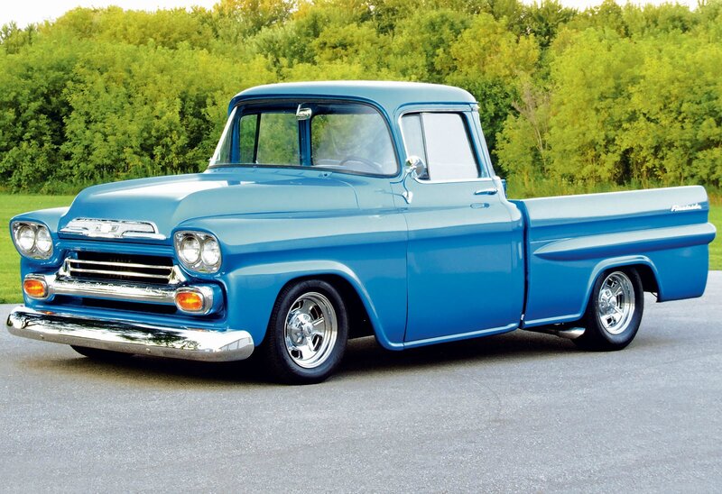 Blue Classic Pickup Truck — Serene, Afternoon, Photograph, Trees