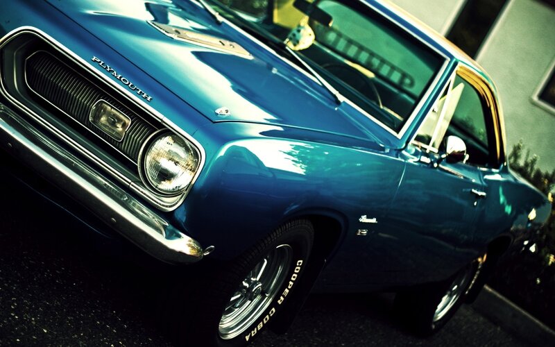 Blue classic Plymouth car