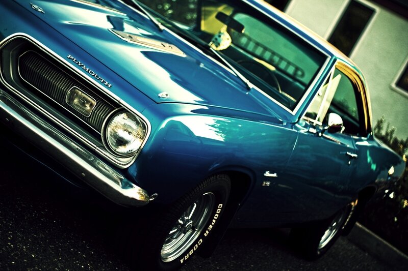 Blue classic Plymouth car