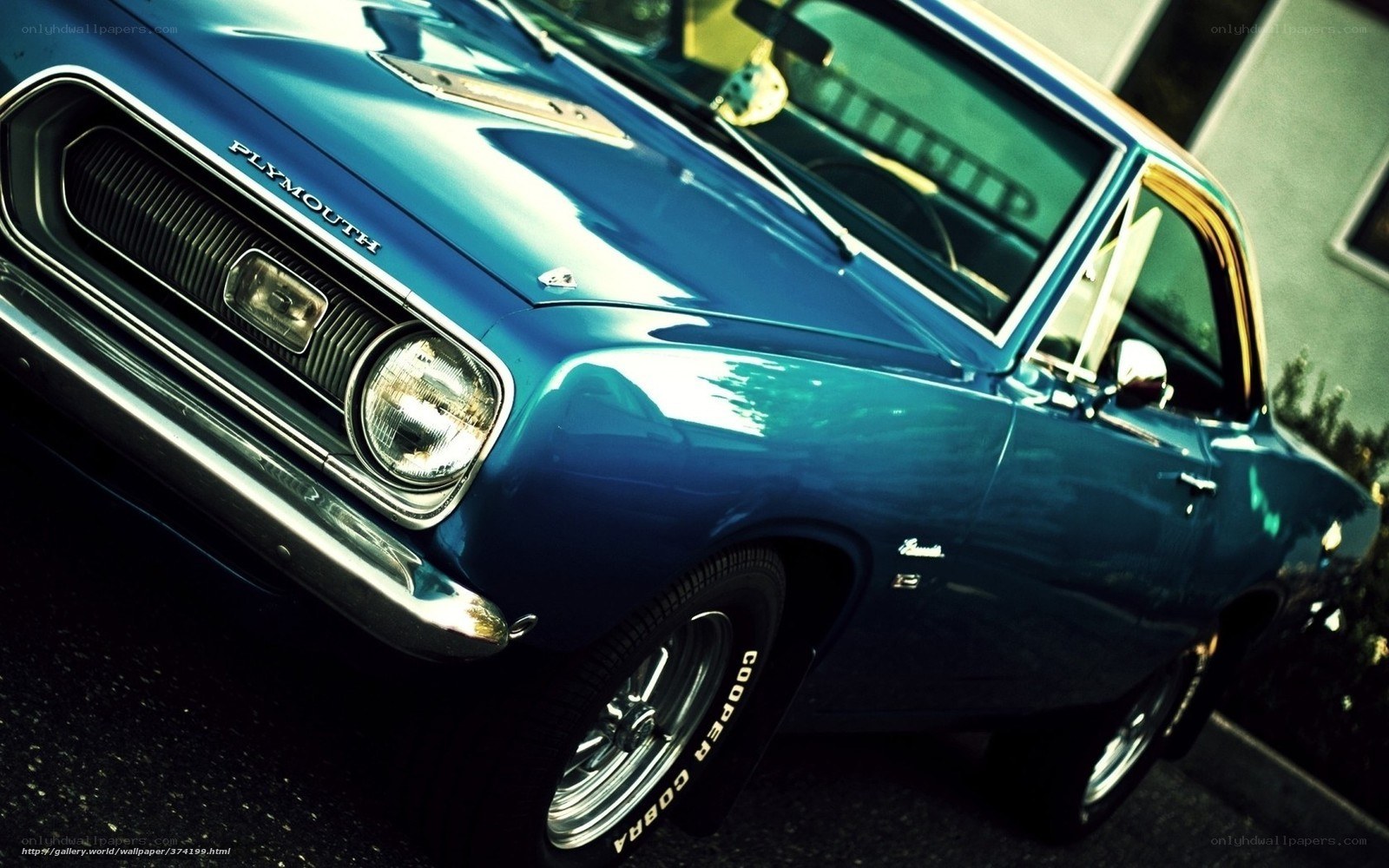 Blue classic Plymouth car