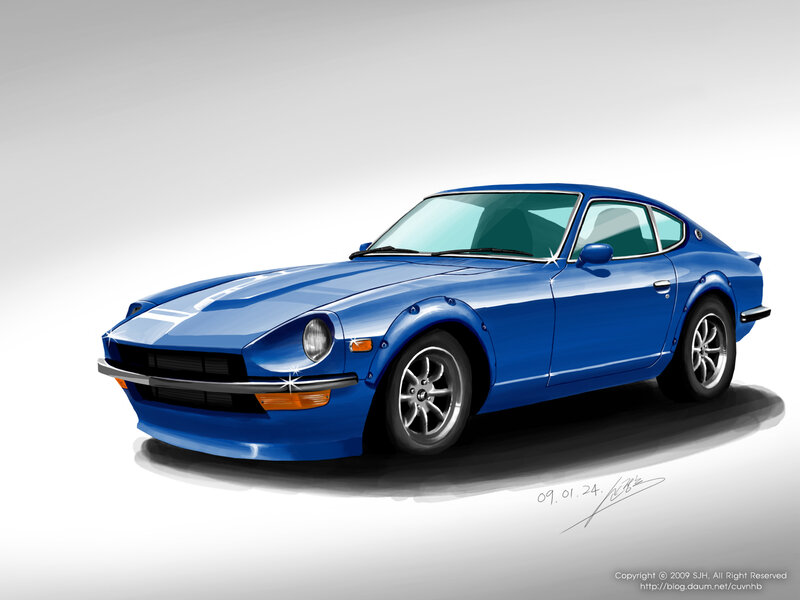 Blue classic sports car