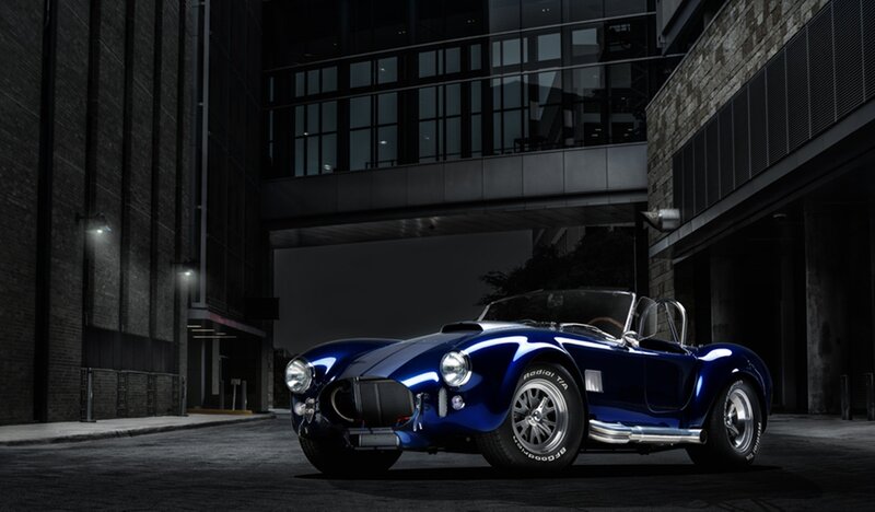 Blue Classic Sports Car — Dramatic, Night