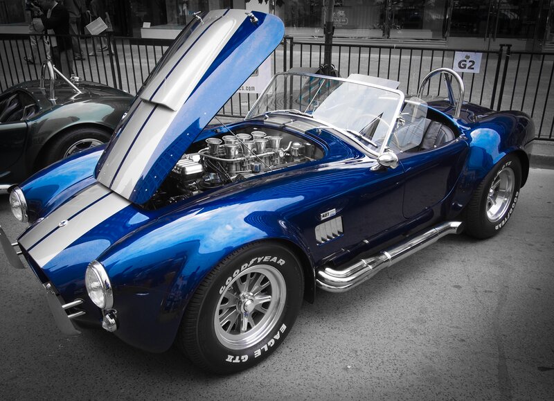 Blue Classic Sports Car — Showcase, Afternoon