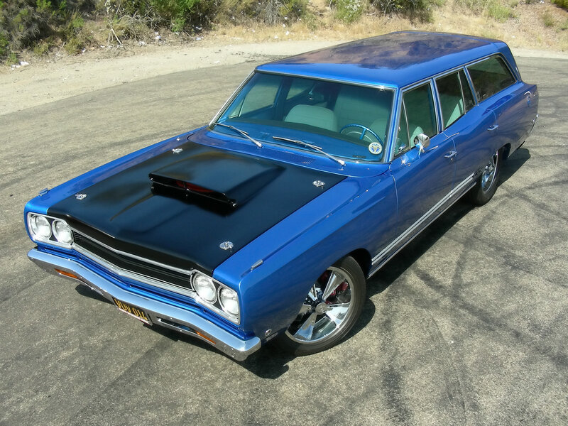 Blue Classic Station Wagon — Calm, Afternoon, Photograph, Car