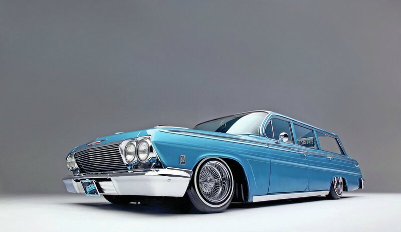 Blue Classic Station Wagon — Dramatic