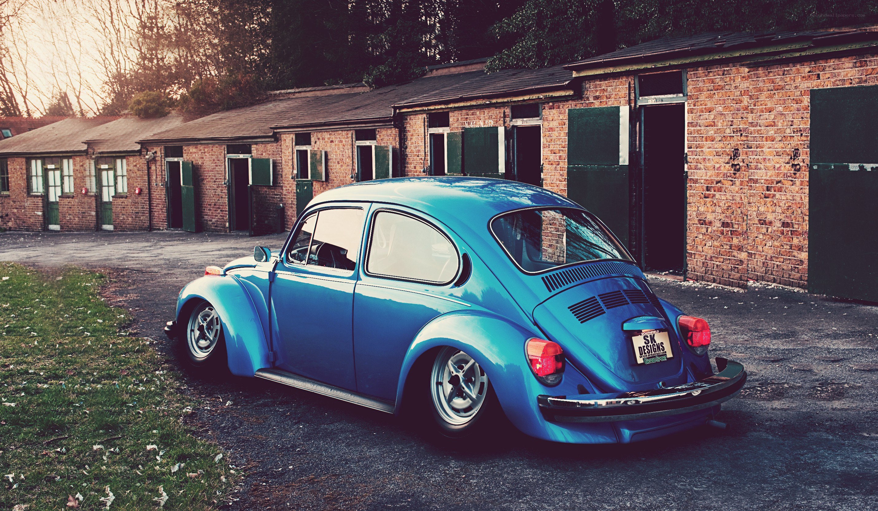 Blue classic Volkswagen Beetle