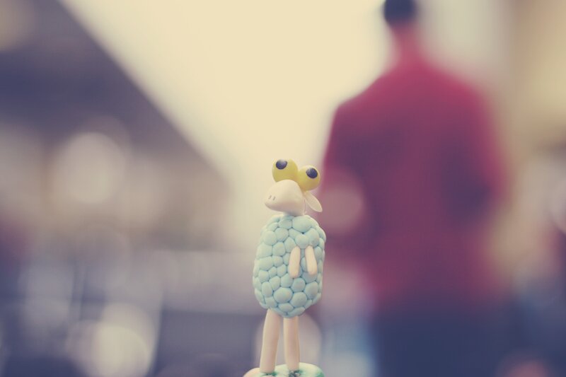 Blue clay sheep figurine