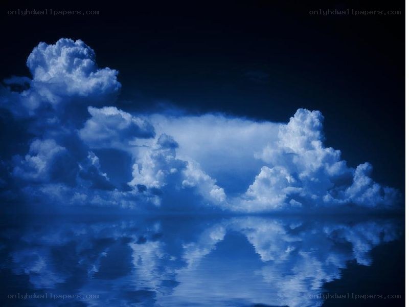 Blue clouds over water