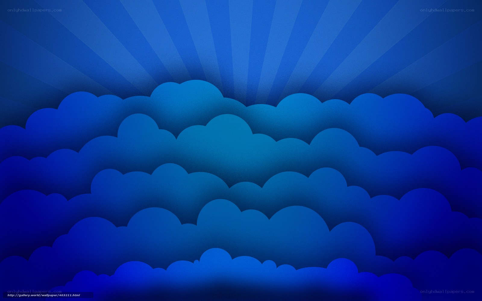 blue clouds with sun rays