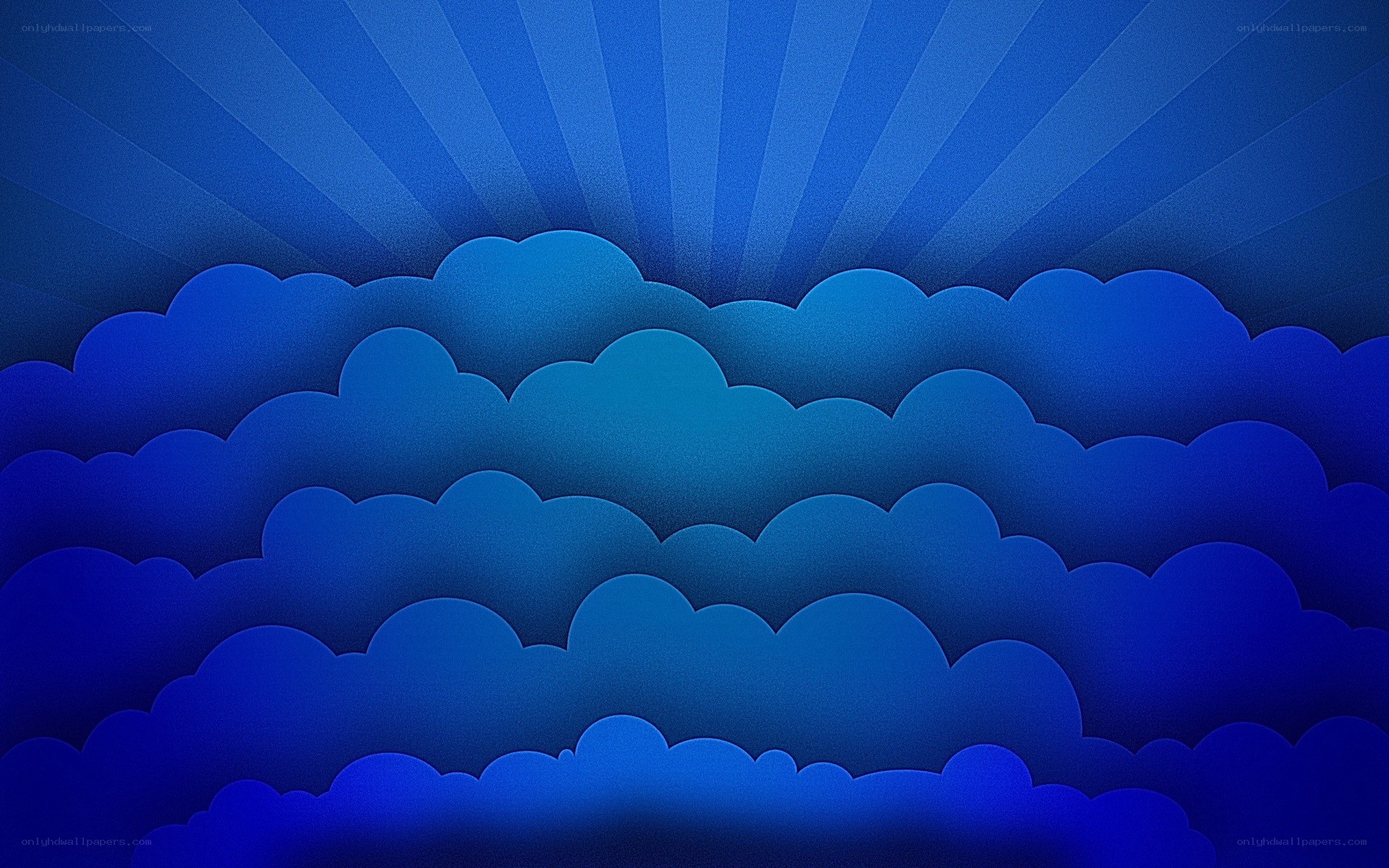 blue clouds with sun rays