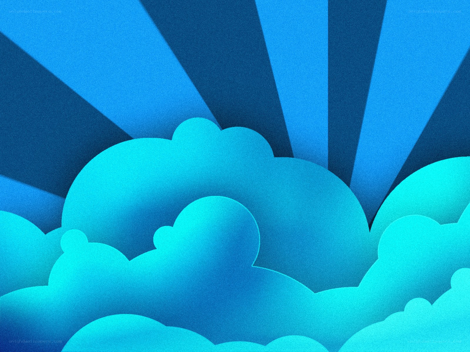 blue clouds with sun rays