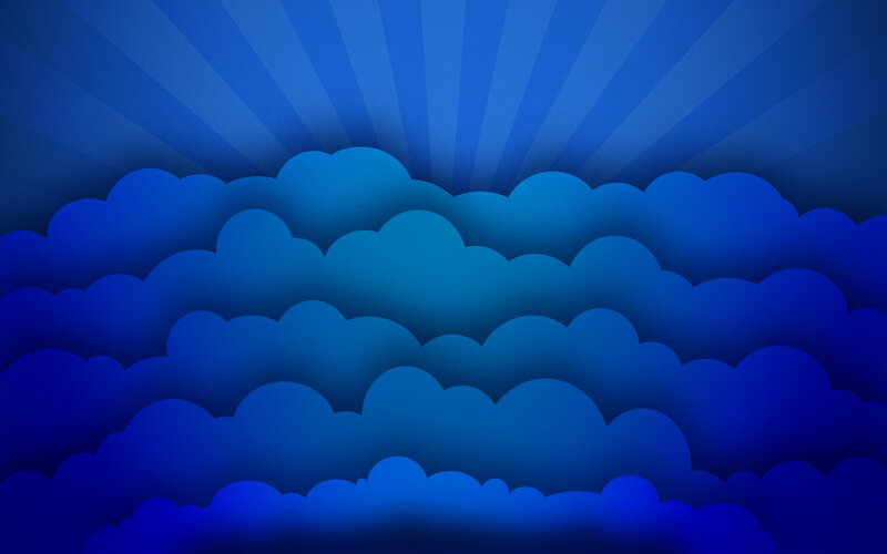 Blue Clouds with Sun Rays — Dramatic, Digital Art