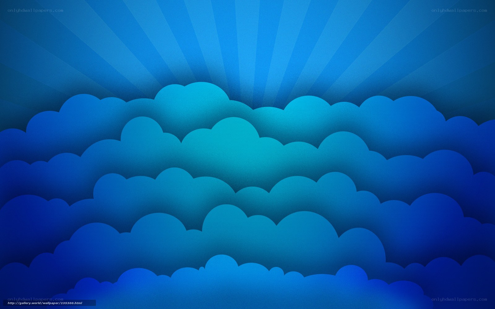 blue clouds with sun rays