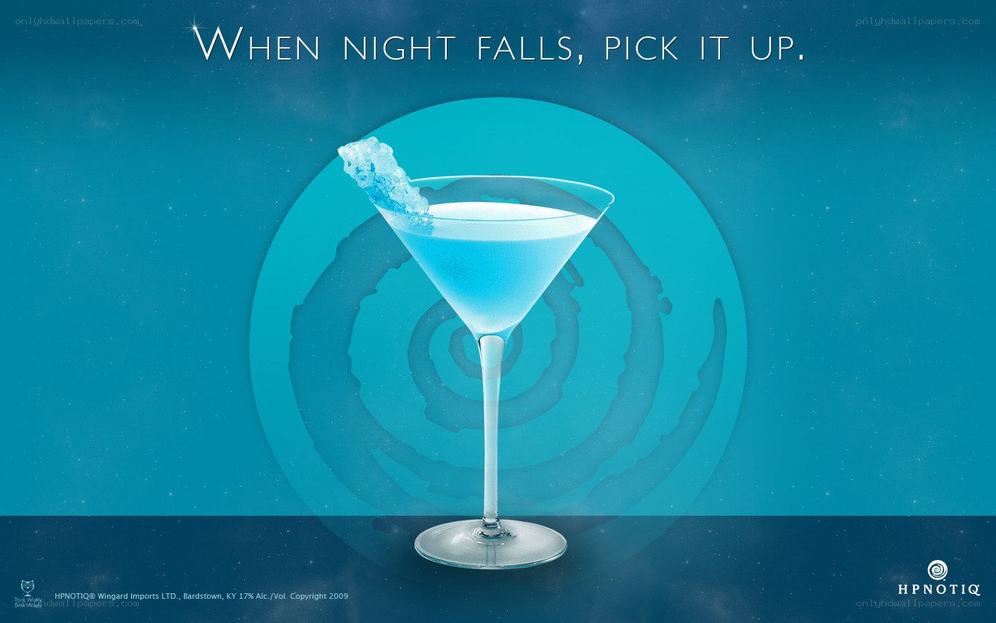 Blue cocktail advertisement