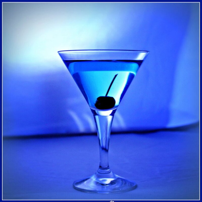 Blue Cocktail in Glass — Dramatic