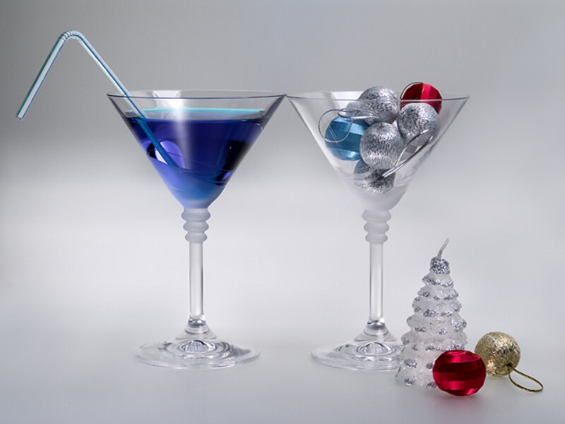 Blue Cocktail in Martini Glass
