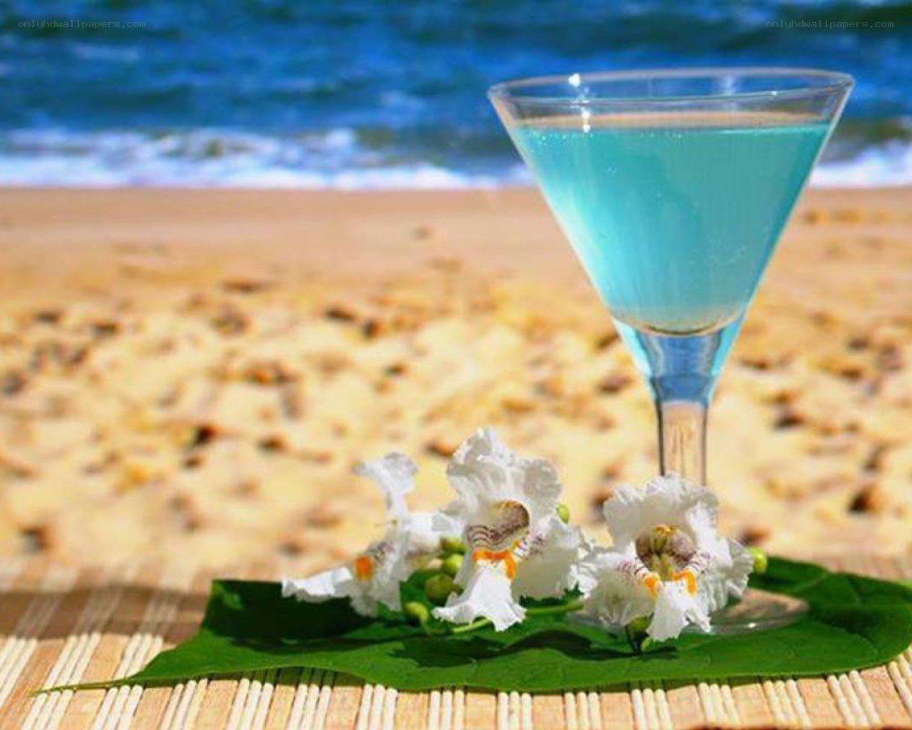Blue cocktail on beach