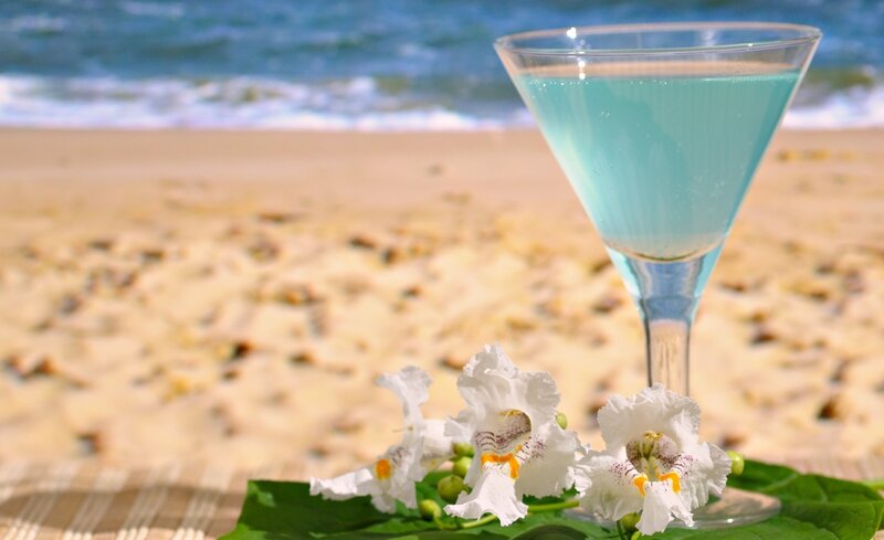 Blue Cocktail on Beach — Serene, Afternoon