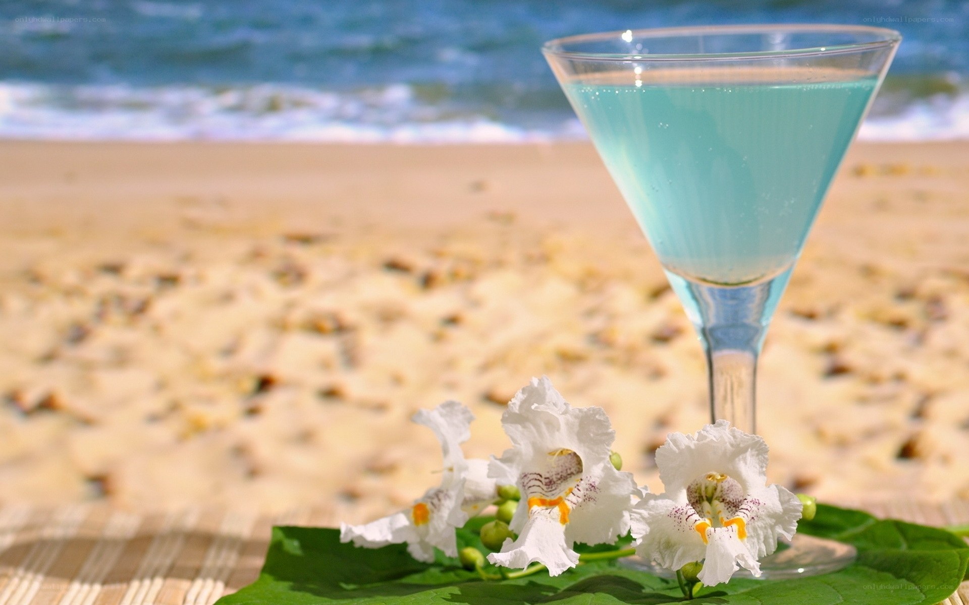 Blue cocktail on beach