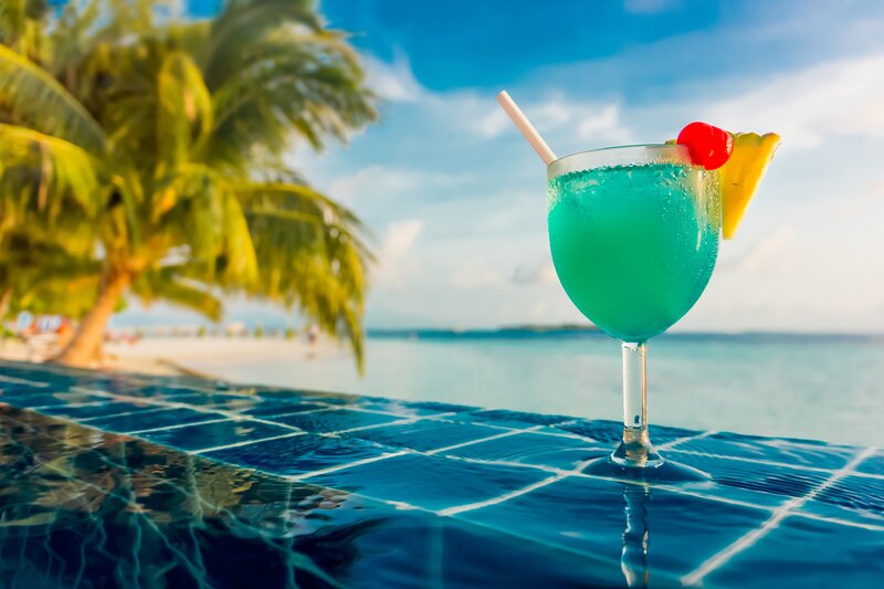Blue Cocktail on Pool Edge