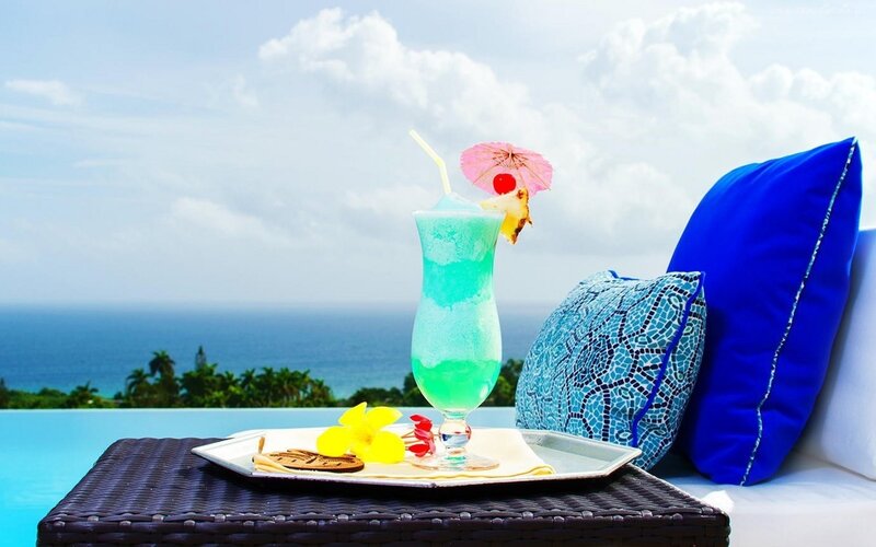 Blue Cocktail on Table