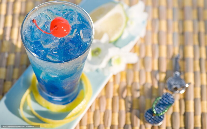 Blue Cocktail with Cherry — Refreshing