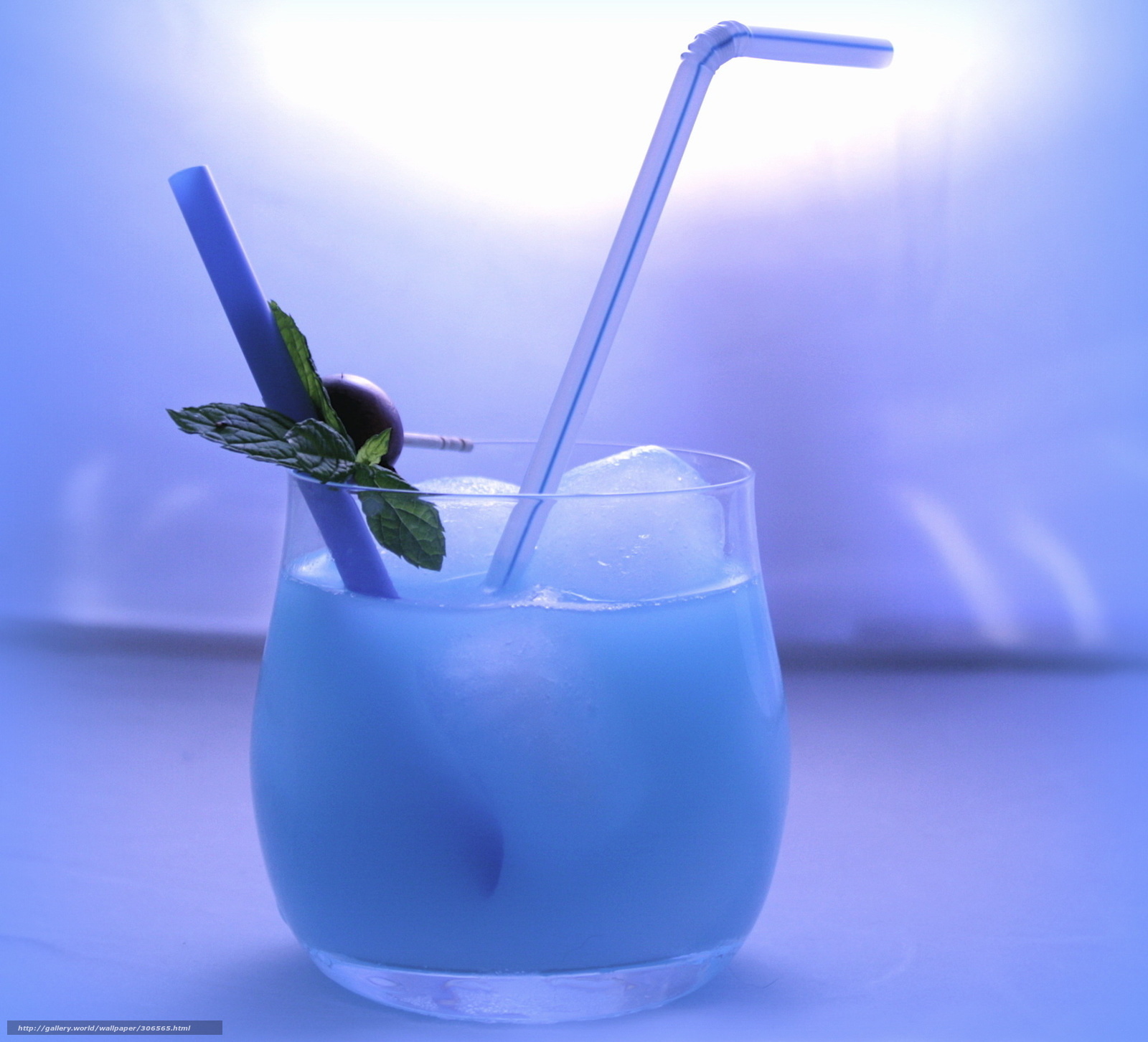 blue cocktail with mint