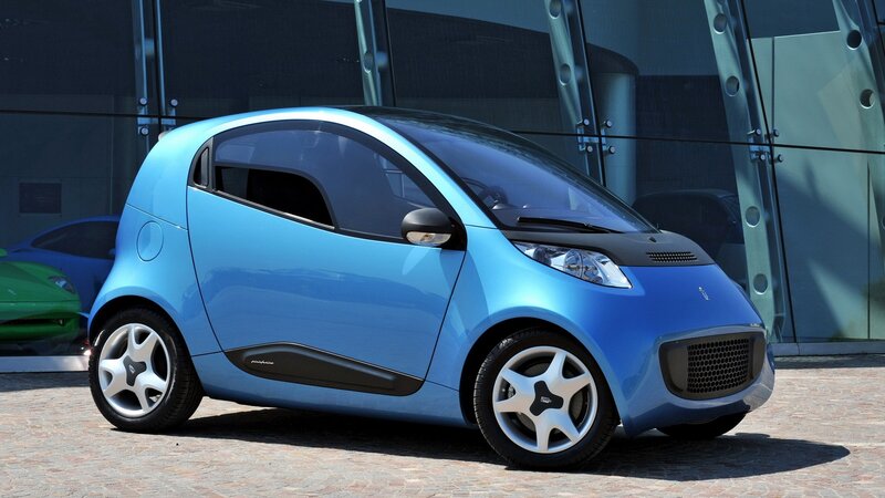 Blue Compact Car — Neutral, Afternoon