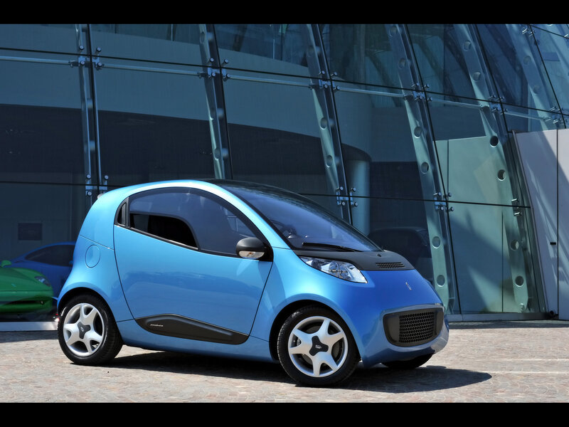 blue compact electric car