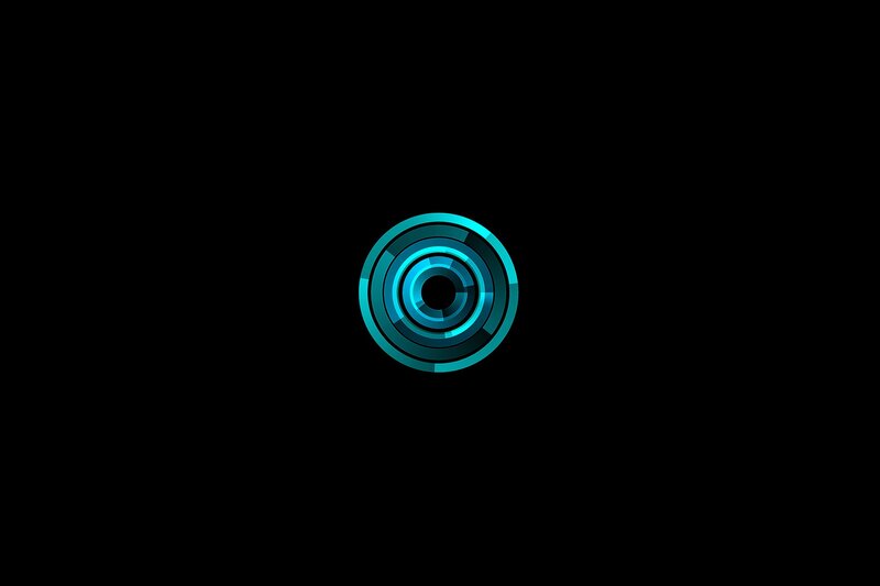 blue concentric circles on black