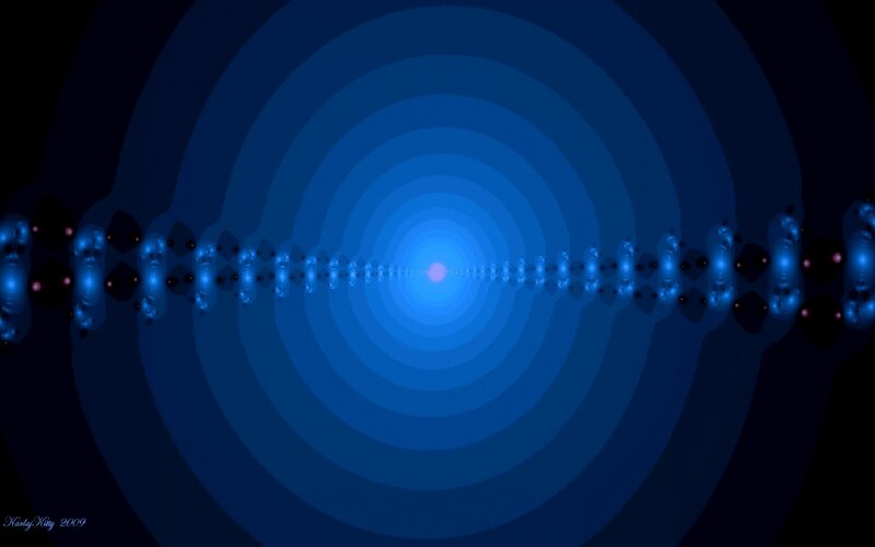 Blue concentric rings with particles
