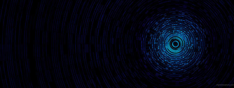Blue Concentric Tunnel — Abstract, Digital Art, Circles