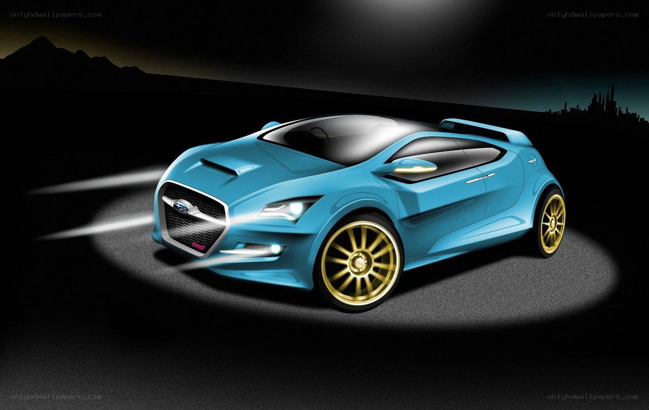 Blue concept car at night